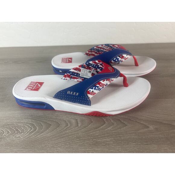 Reef Fanning Men's Patriotic Red White Blue Flip Flop Thong Sandal Size 9 EU 42 - Picture 1 of 7